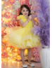 One Shoulder Yellow Tulle Gorgeous Flower Girl Dress